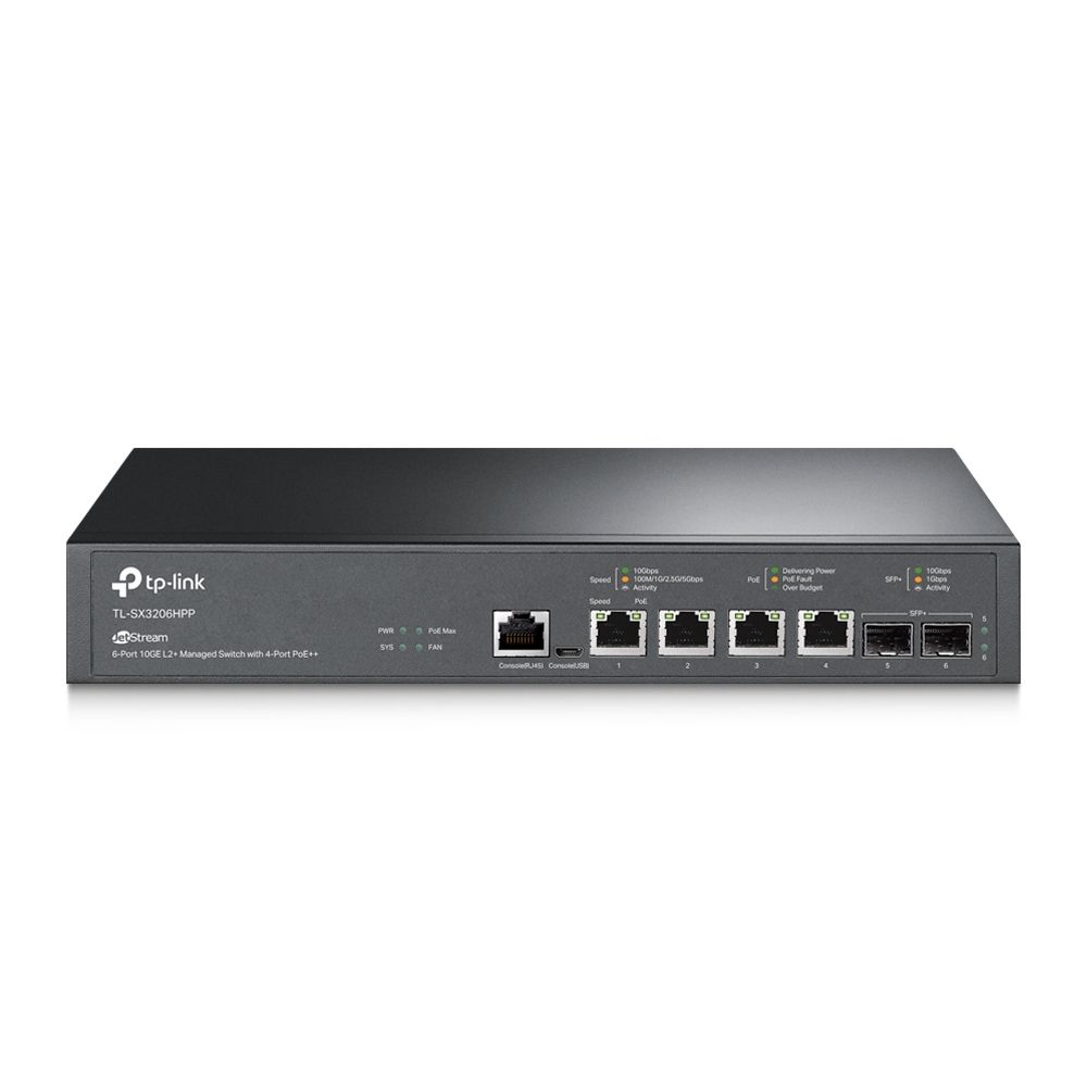TP-Link JetStream 6-Port 10GE L2+ Managed Switch mit 4-Port PoE++