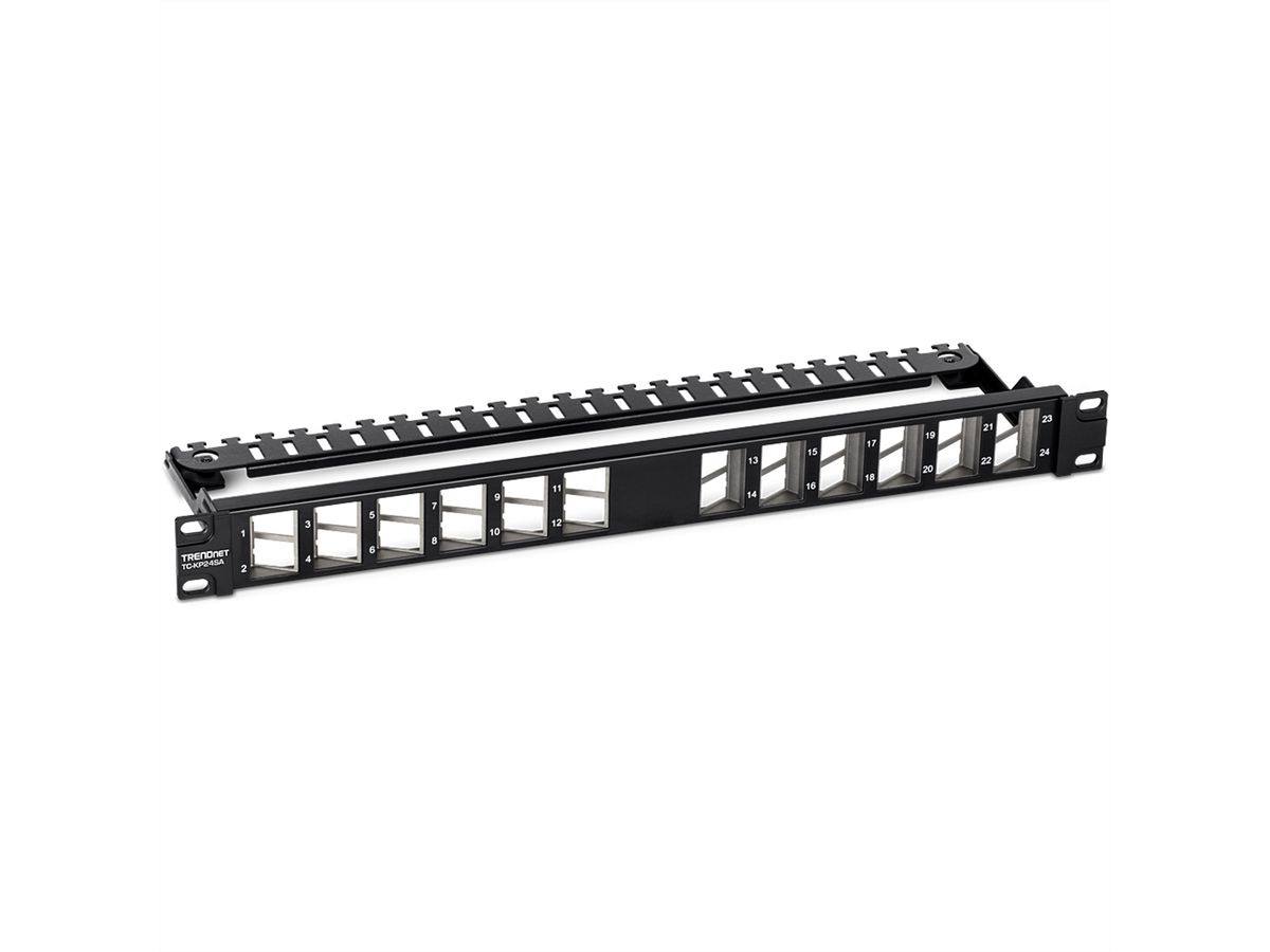 TRENDnet TC-KP24SA 24 Port Patch Panel, für Keystones, gewinkelt 1U