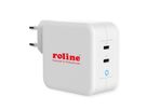 ROLINE USB Charger mit Euro-Stecker, 2 Port Typ-C (PD), GaN, 100W
