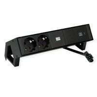 BACHMANN DESK2 2xSchutzkontakt USB C, USB Charger 60W 0,2m GST18 Schwarz