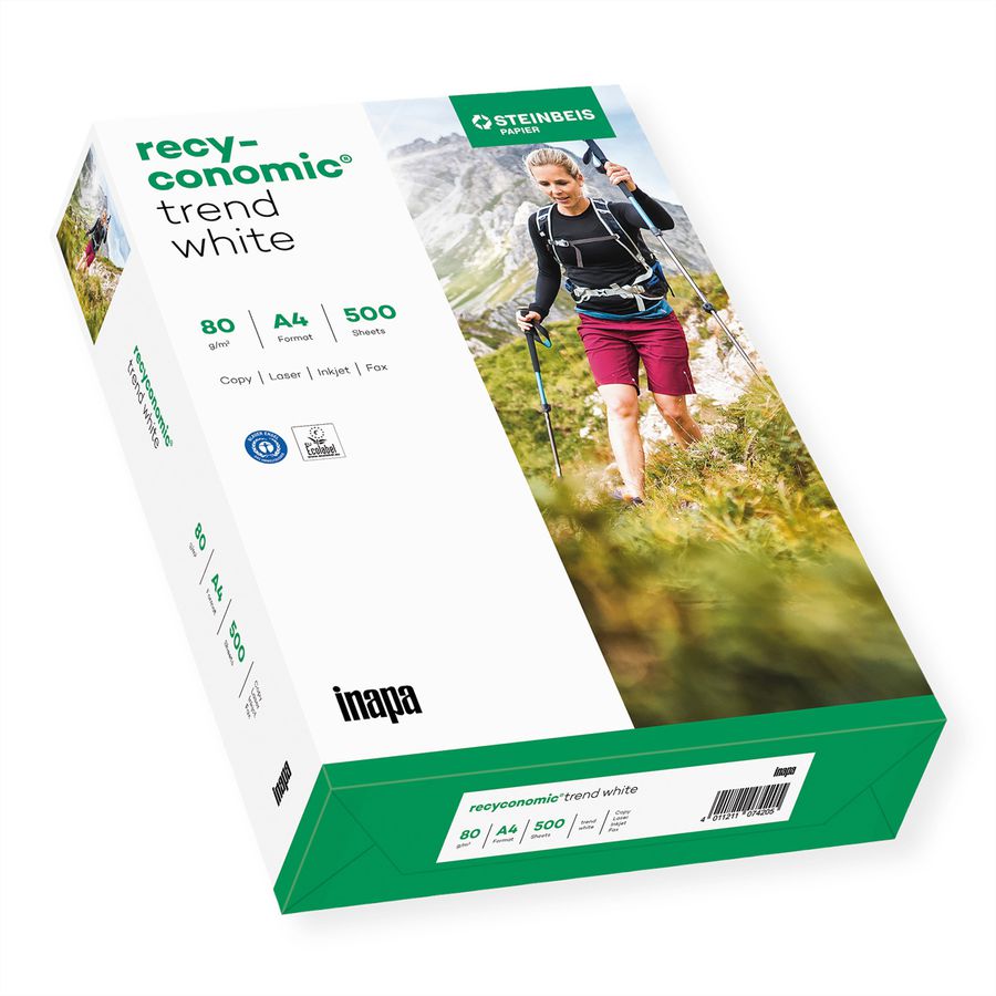 Recyconomic TrendWhite Druckerpapier, 80er Weisse A4, 100.000 Blatt, 80g/m², Palette, 100% recycelt