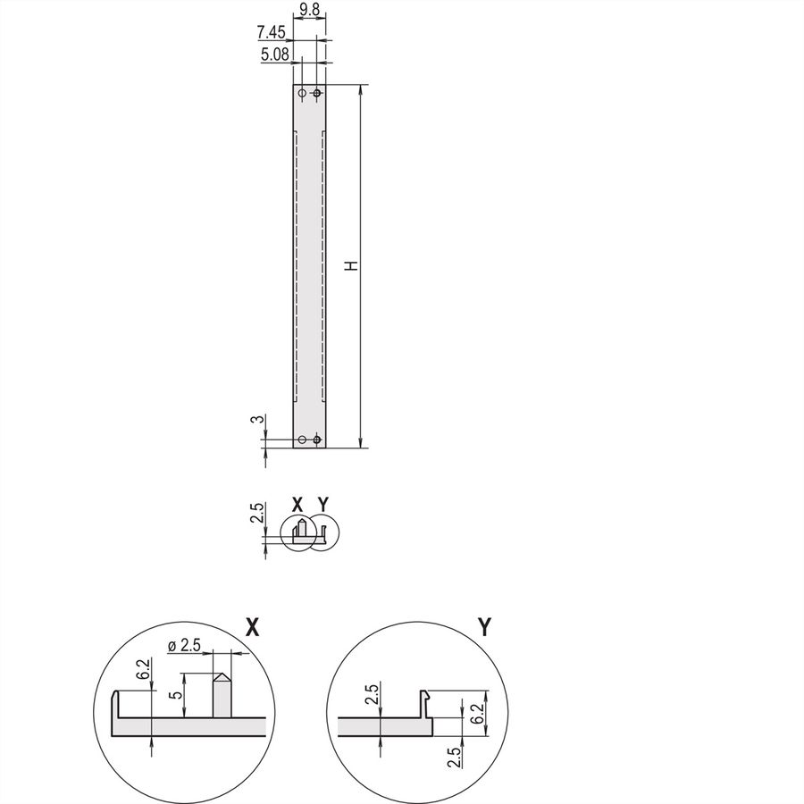 SCHROFF Frontplatten, U-Profil, schirmbar - TEILFRONTPLATTE 6HE 2TE