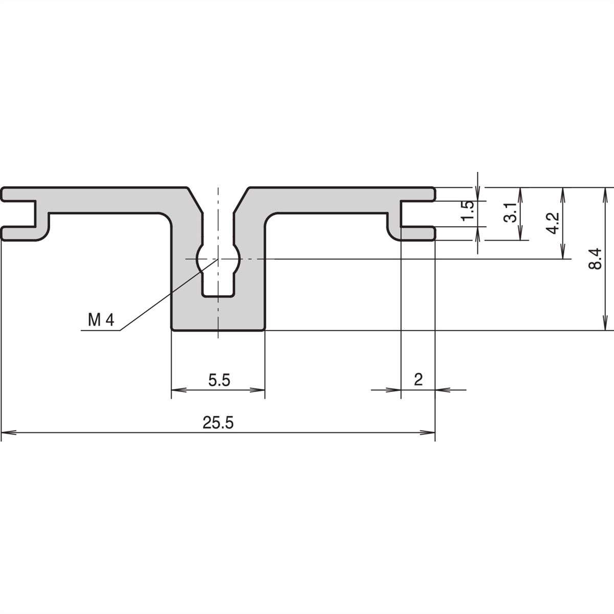 SCHROFF Modulschienen hinten, Typ AB, für Rear I/O Kartenführungen - MODULSCHIENE AB 28TE