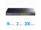 CUDY GS1020PS2 16-Port Gigabit PoE+ Switch 2 Gigabit SFP Ports 200W