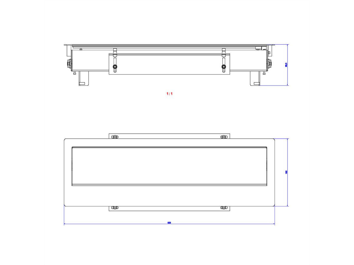 BACHMANN TOP FRAME Auftisch Unsym 8fach RAL9006 Gehäuse sw