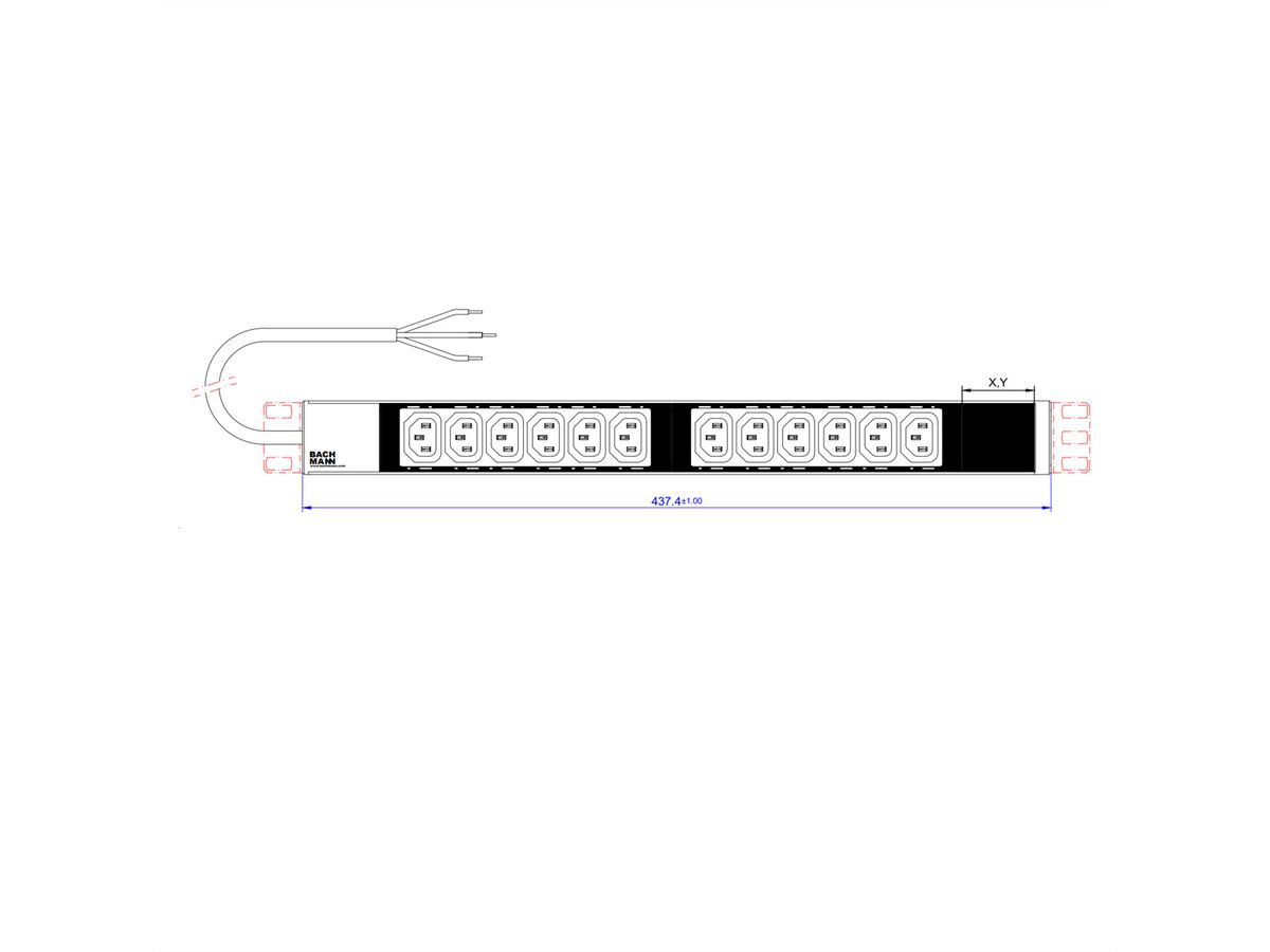 BACHMANN 19" 1HE 12x C13 1x Klemme