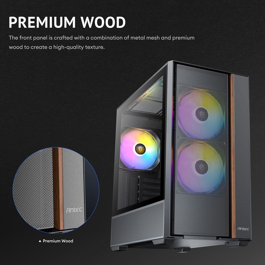 ANTEC FLUX Rear ATX/Micro-ATX/ITX Midi Tower PC Gehäuse , schwarz