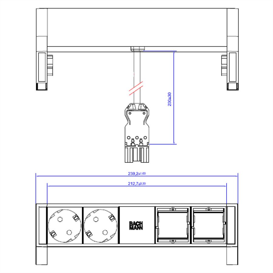 BACHMANN DESK2 2x Schutzkontakt 2x ABD GST18 Inox