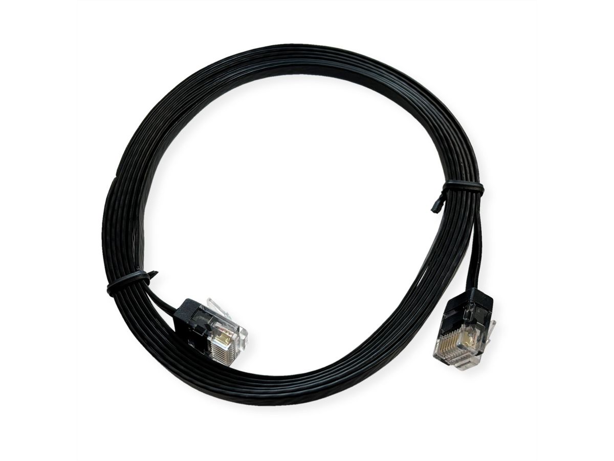 ROLINE UTP Patchkabel Kat.6A (Class EA), extra-flach, schwarz, 1 m