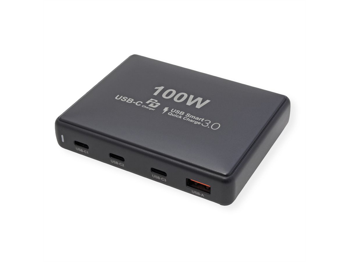 VALUE USB Charger, 4 Port (1x USB-A, 3x USB-C), max. 100W