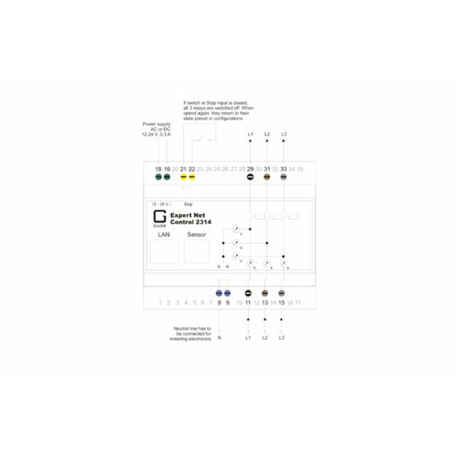 GUDE 2314-1 IP-Relais Steuerung mit 3 Ausgängen und Energiemessung DIN Rail