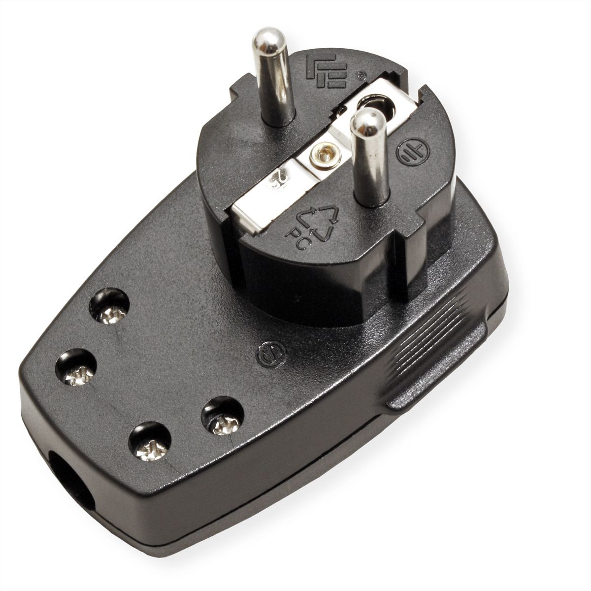 BACHMANN Schutzkontaktstecker, schwarz flach Wippschalter 2-p
