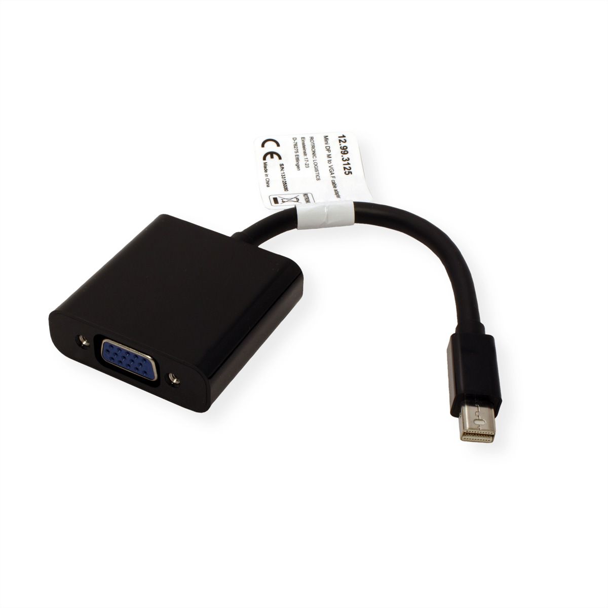 VALUE Mini DisplayPort-VGA Adapter, Mini DP ST - VGA BU, Aktiv