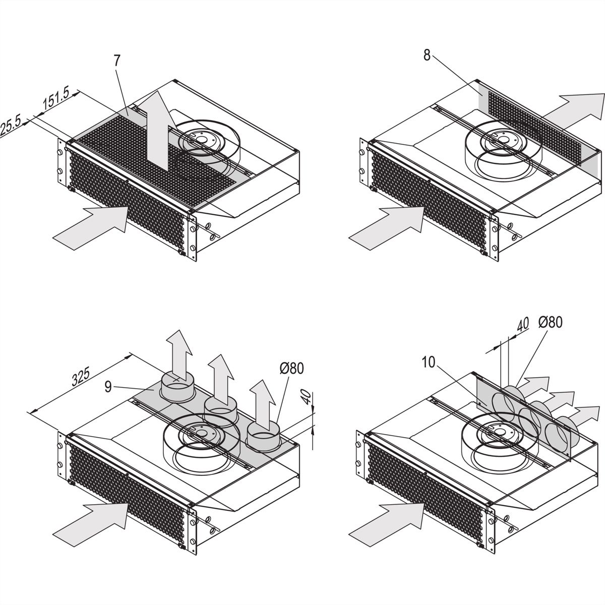 SCHROFF Luftaustritt Rückseite: Abdeckblech oben, ohne Perforation, St, 1 mm, Oberfläche AlZn