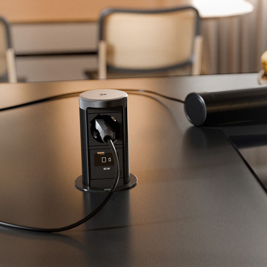 BACHMANN ELEVATOR2 1xP40 1xUSB C, Wireless Charger 15W RAL9005 0,5m ISV