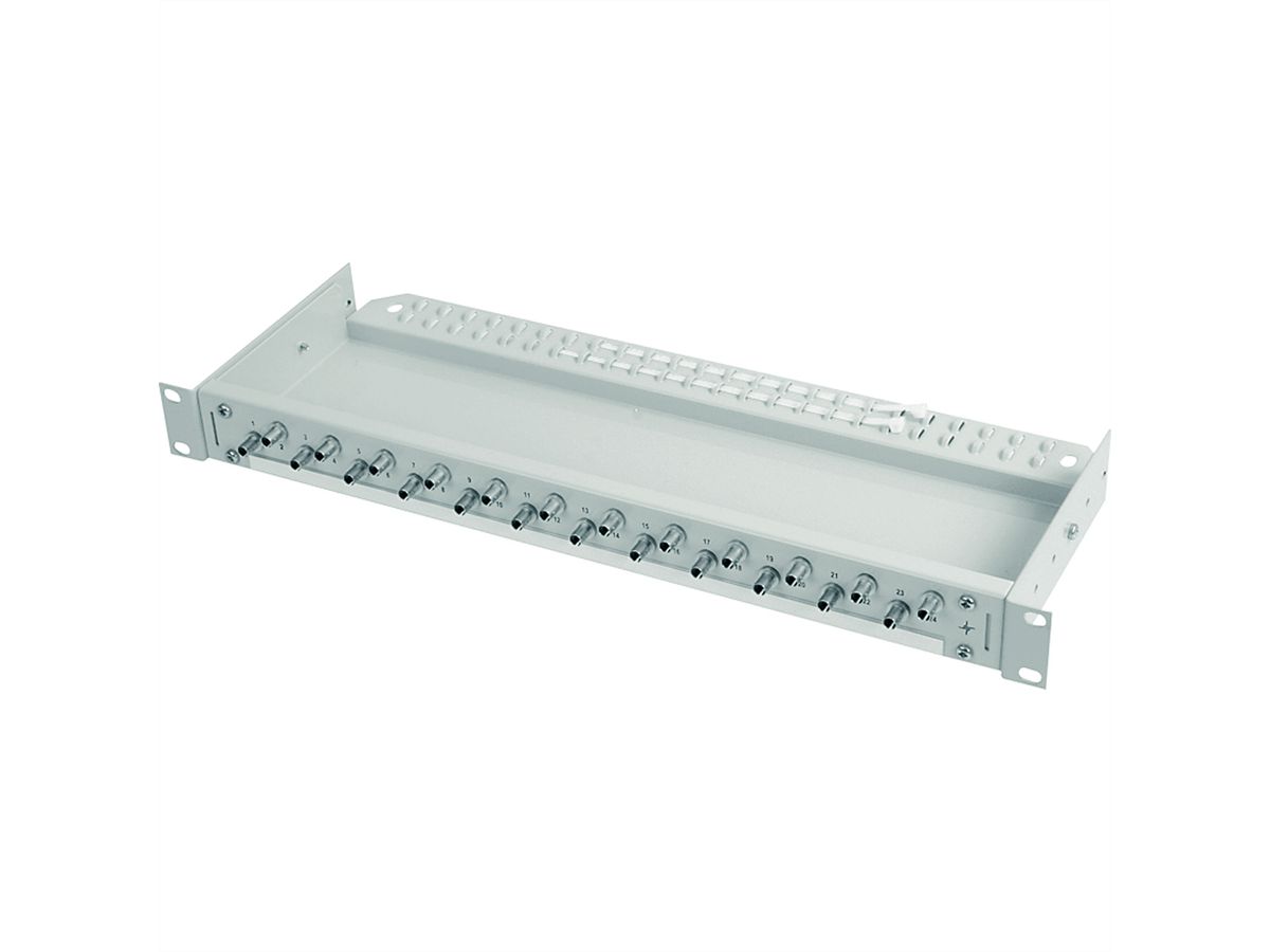 TELEGÄRTNER 19" LWL-Rangierverteiler ECONOMY V 1HE, mit 12xST Kupplg. Ker./Met., mont.