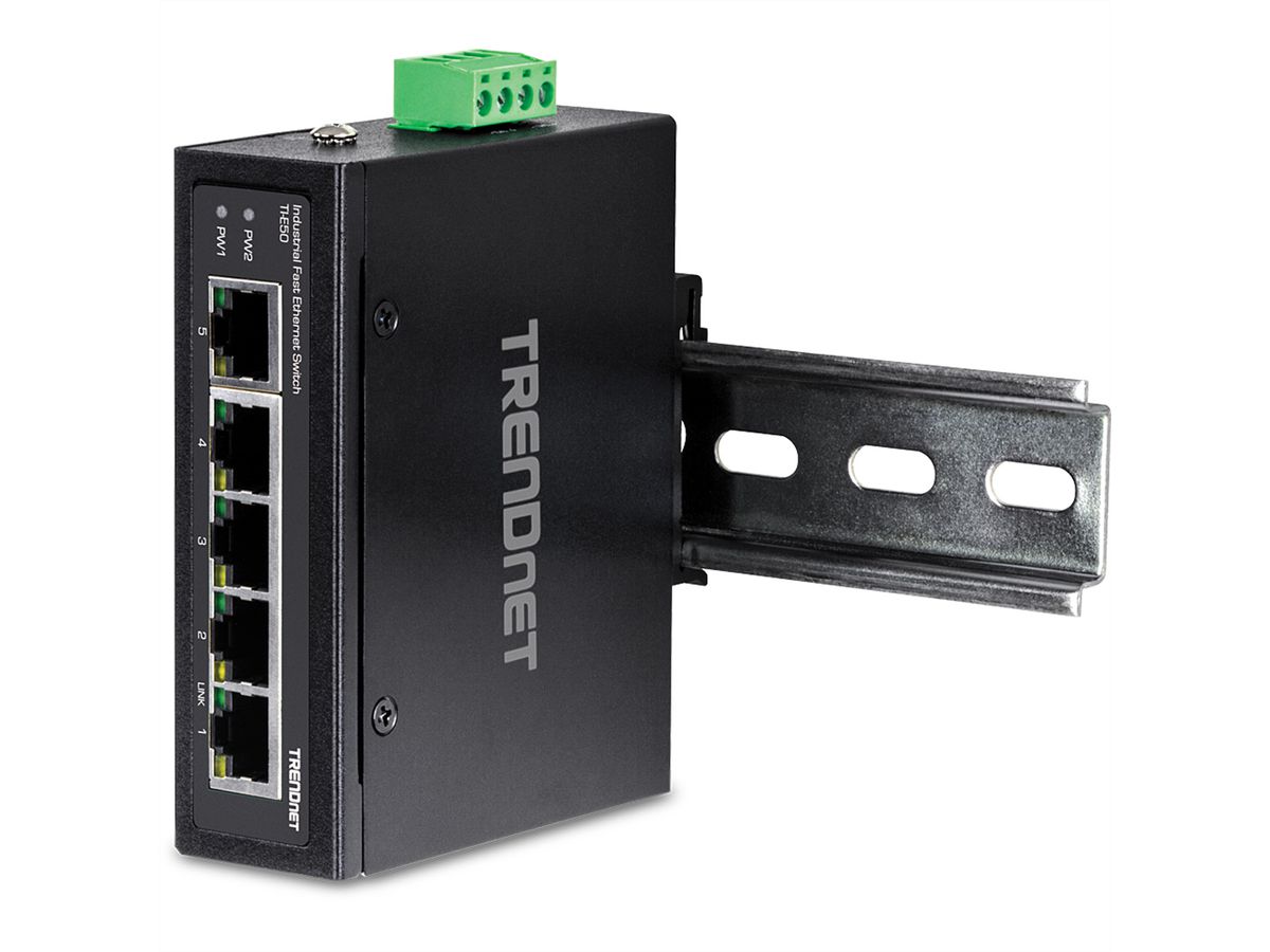 TRENDnet TI-E50 Industrial Fast Ethernet DIN-Rail Switch 5-Port