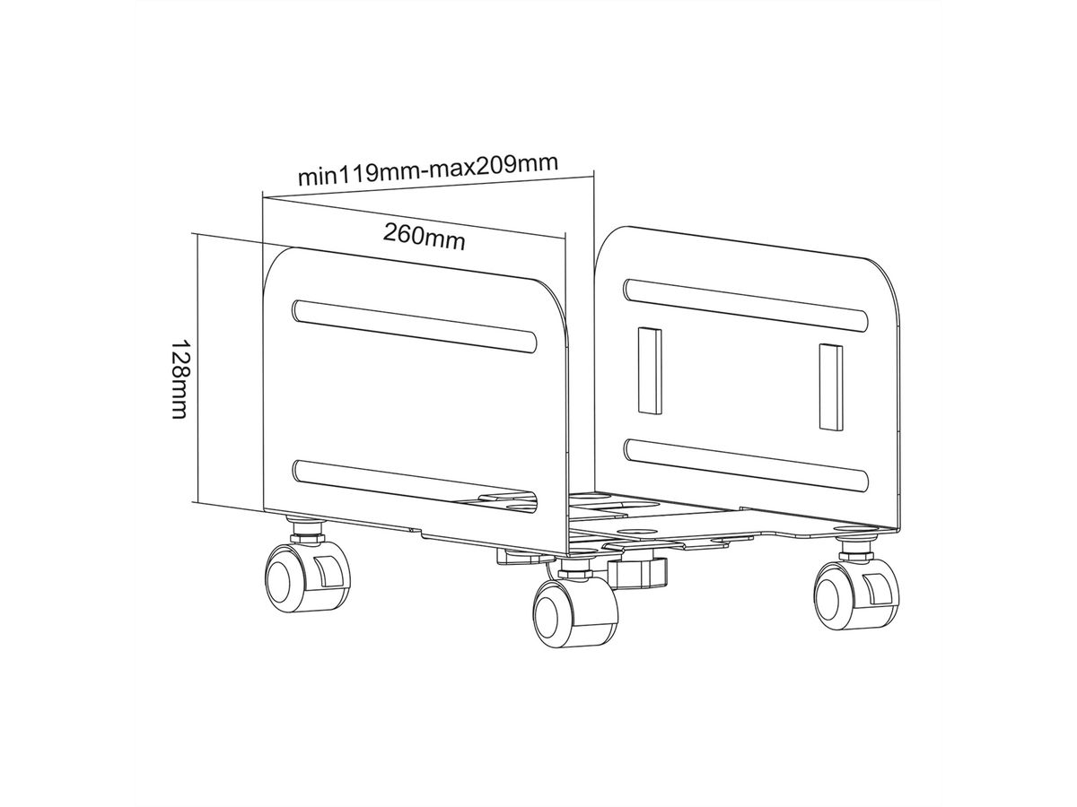 VALUE PC-Ständer, rollbar, schwarz