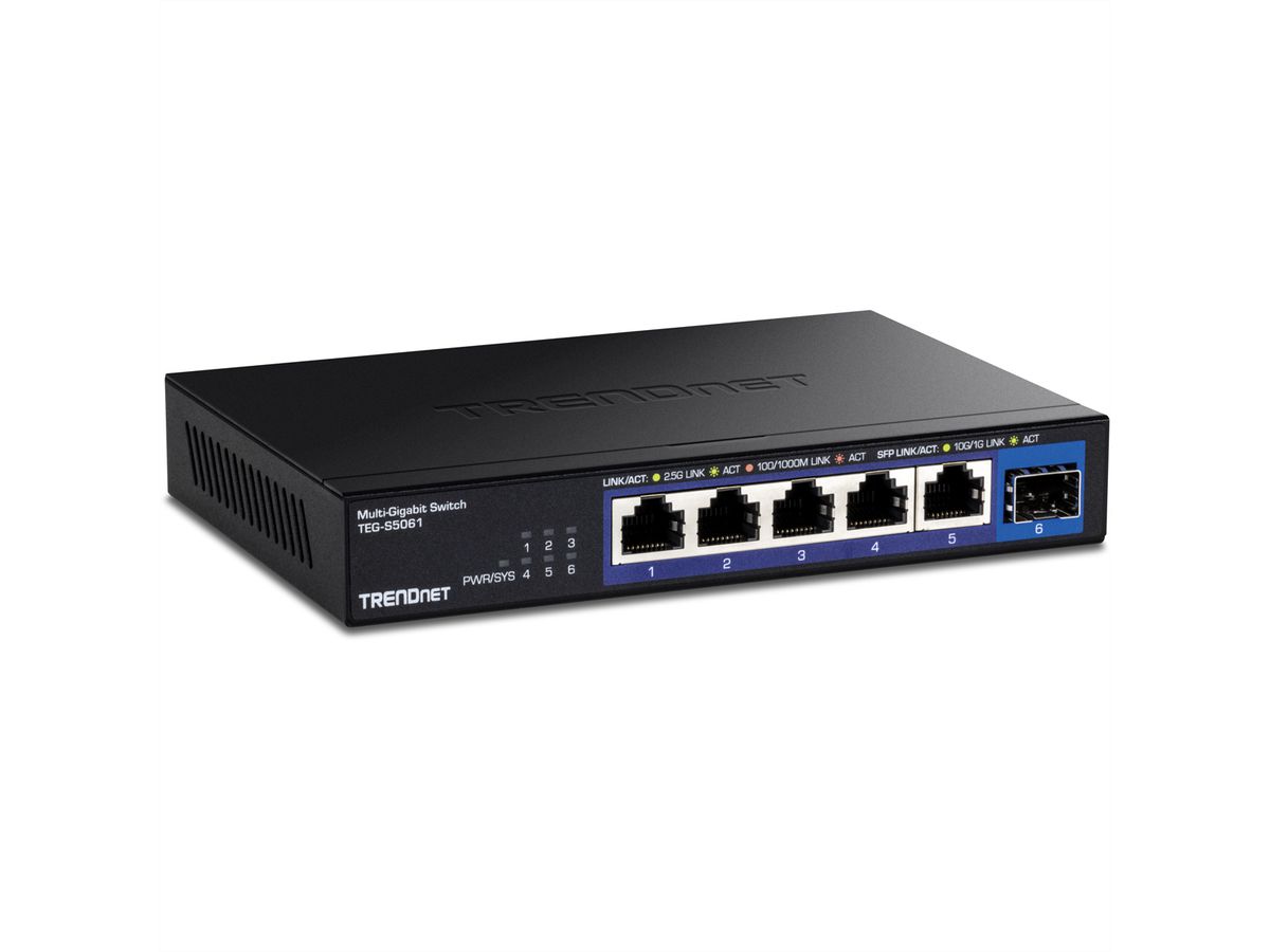 TRENDnet TEG-S5061 6-Port Switch, 2.5G Unmanaged Switch mit 10G SFP+ Port