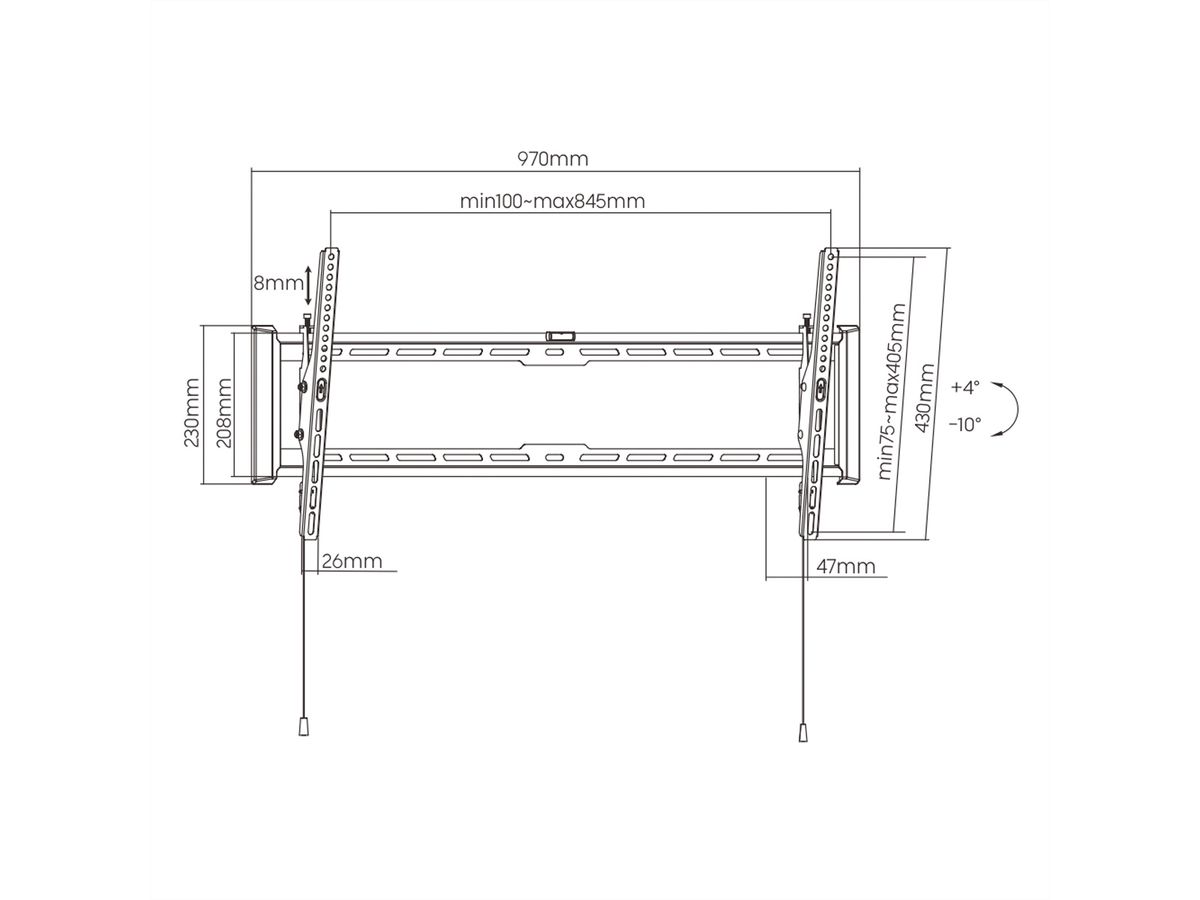 VALUE TV-Wandhalterung, neigbar, 43-90 Zoll, bis 75 kg