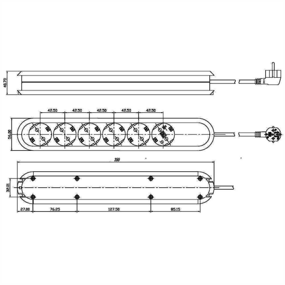BACHMANN SMART Steckdosenleiste 6x Schutzkontakt, schwarz, 1,5 m