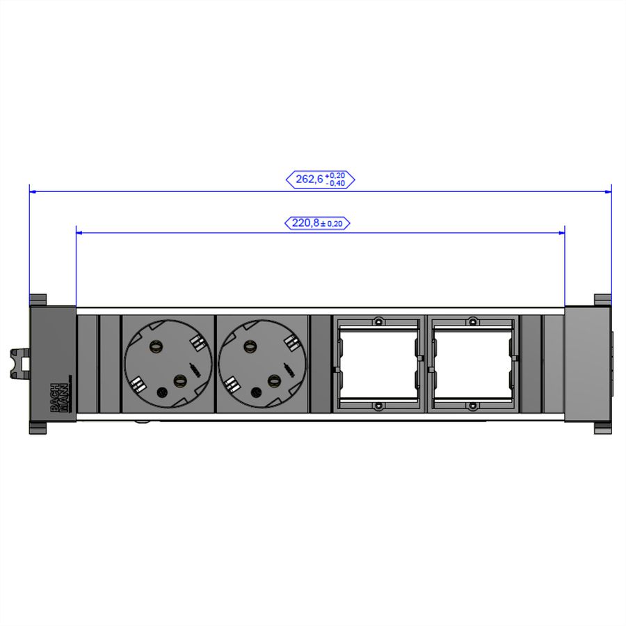 BACHMANN CONFERENCE TOP FRAME Medium Einsatz 2x Schutzkontakt 2x ABD