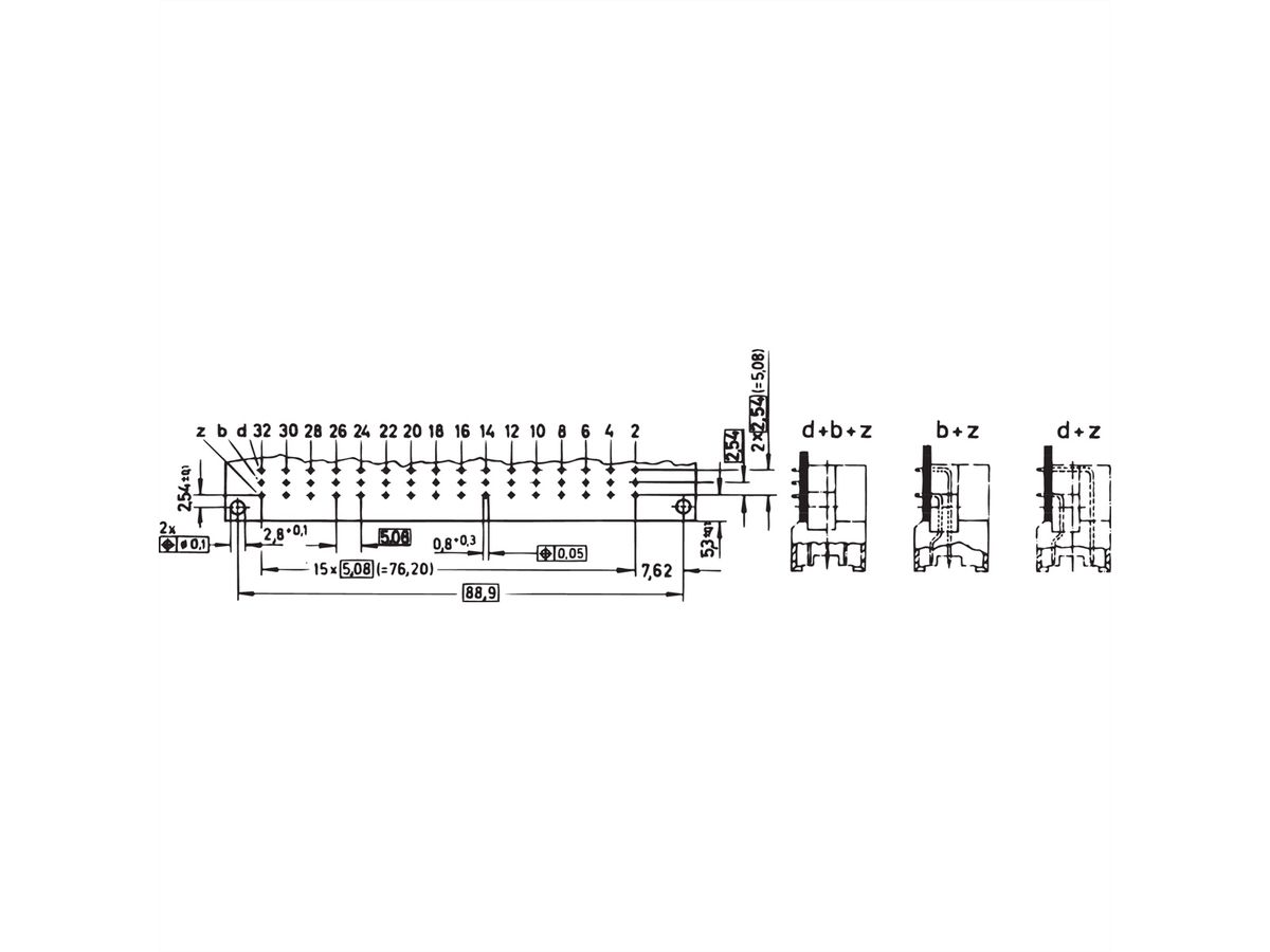 SCHROFF Messerleiste - FM48 STIFT 90° LOET HART