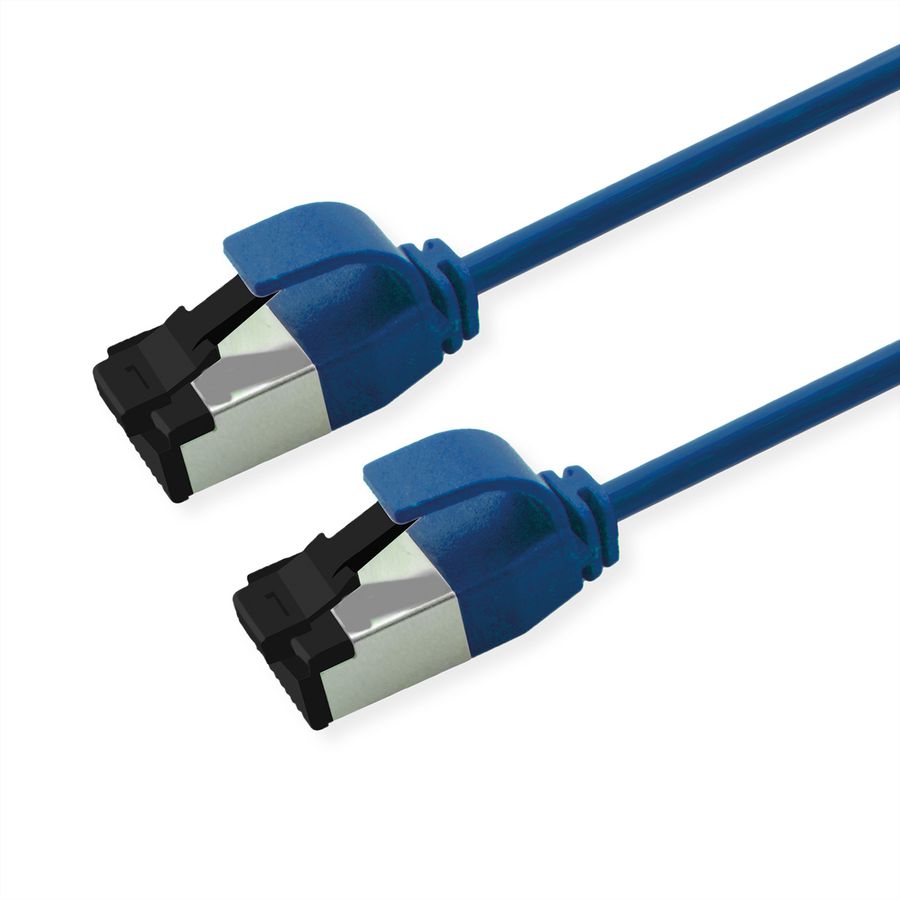 ROLINE U/FTP Patchkabel Cat.8 (Class I), slim, LSOH, Litzendraht, blau, 0,15 m