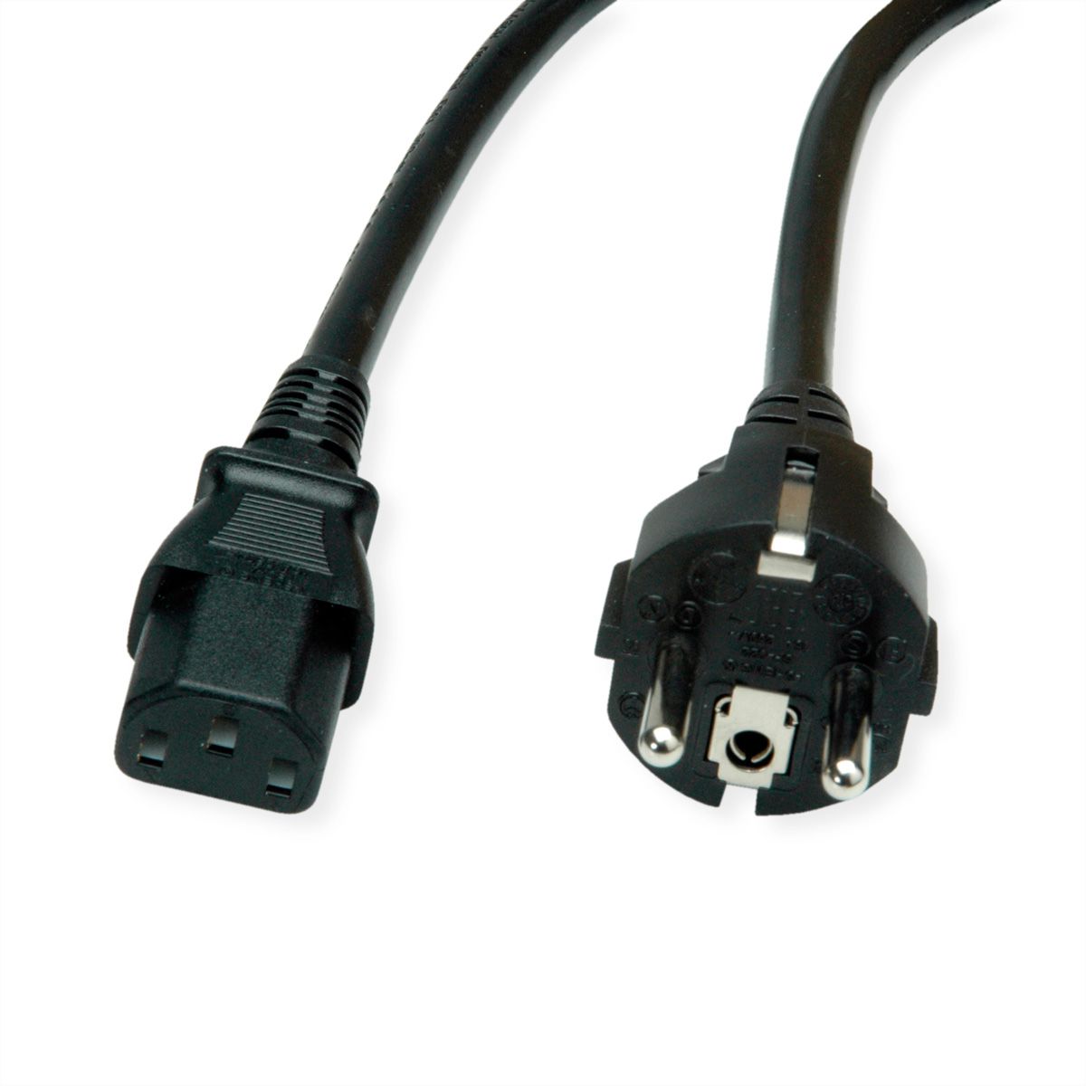 ROLINE Netzkabel, IEC-Buchse & CEE7/7-Stecker gerade, schwarz, 3 m