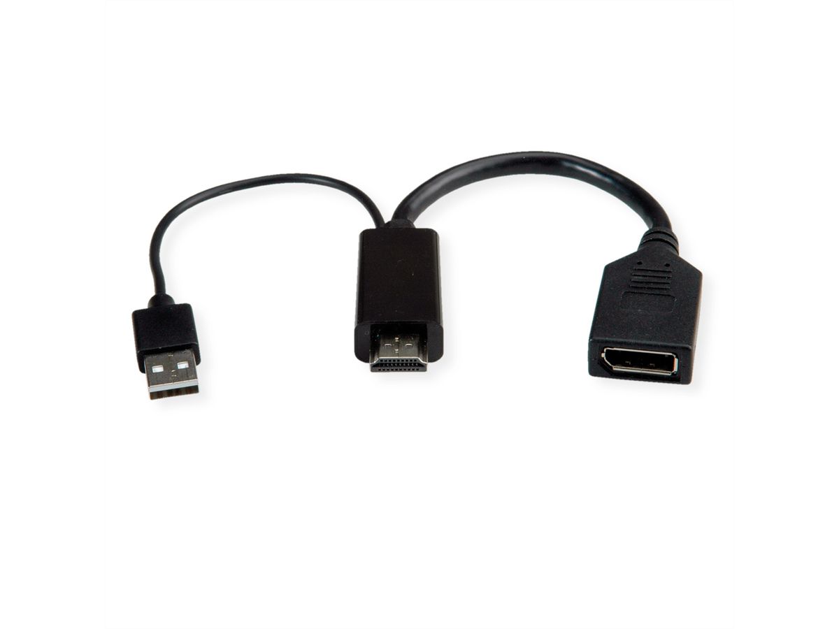 ROLINE 4K HDMI - DisplayPort-Adapter, v1.2, HDMI ST - DP BU, Aktiv