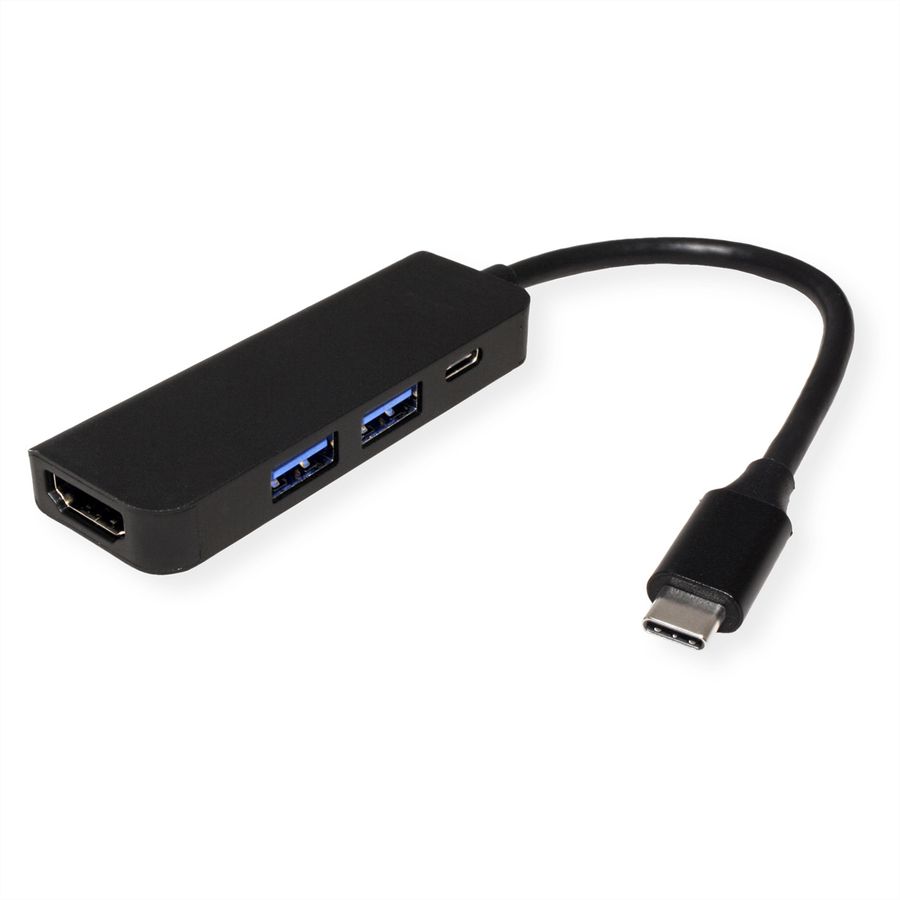 VALUE USB-C Dockingstation, HDMI 4K, 2x USB Typ A + Typ C PD
