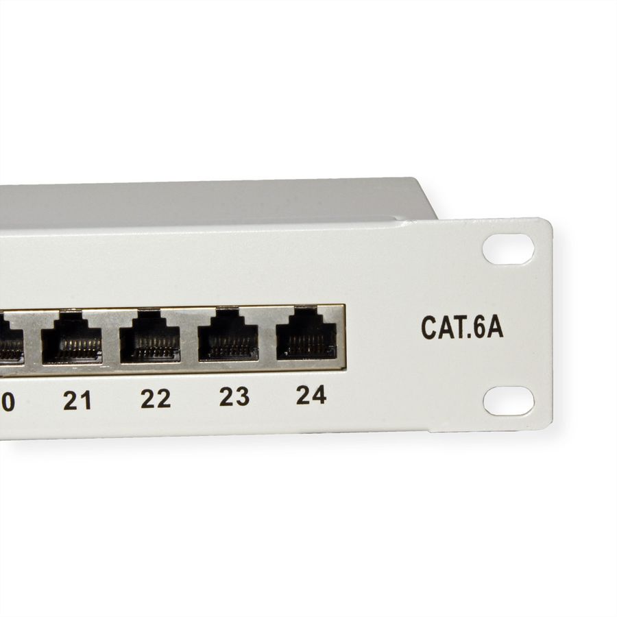 VALUE Cat.6A (Class EA) 19-Zoll-Patchpanel, 24 P, geschirmt, grau
