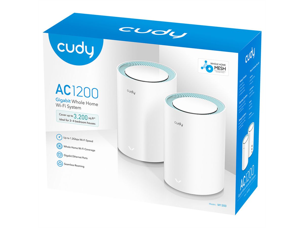 CUDY M1300 AC1200 Wi-Fi Mesh Solution 2er-Pack Gigabit