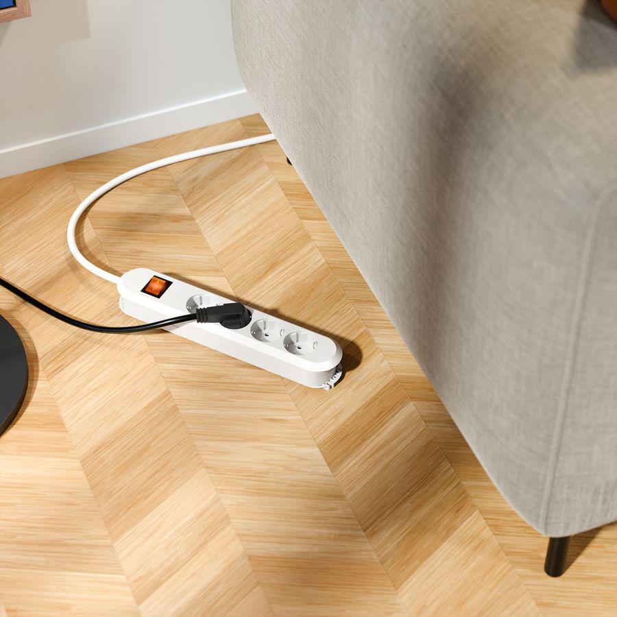 BACHMANN SMART Steckdosenleiste 4x Schutzkontakt, Schalter, weiß, 1,5 m